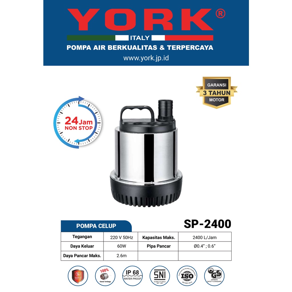 GROSIR - POMPA CELUP - MAGNETIC PUMP - YORK - SP 2400 - 220V - 60W