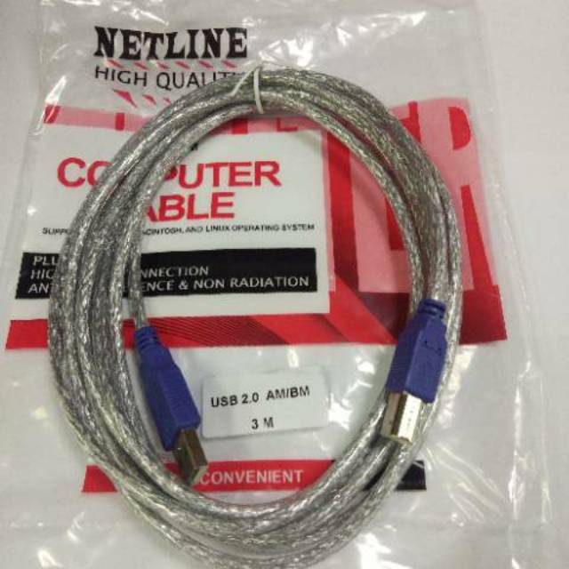 Netline Kabel Printer 3Meter USB2.0 AM/BM