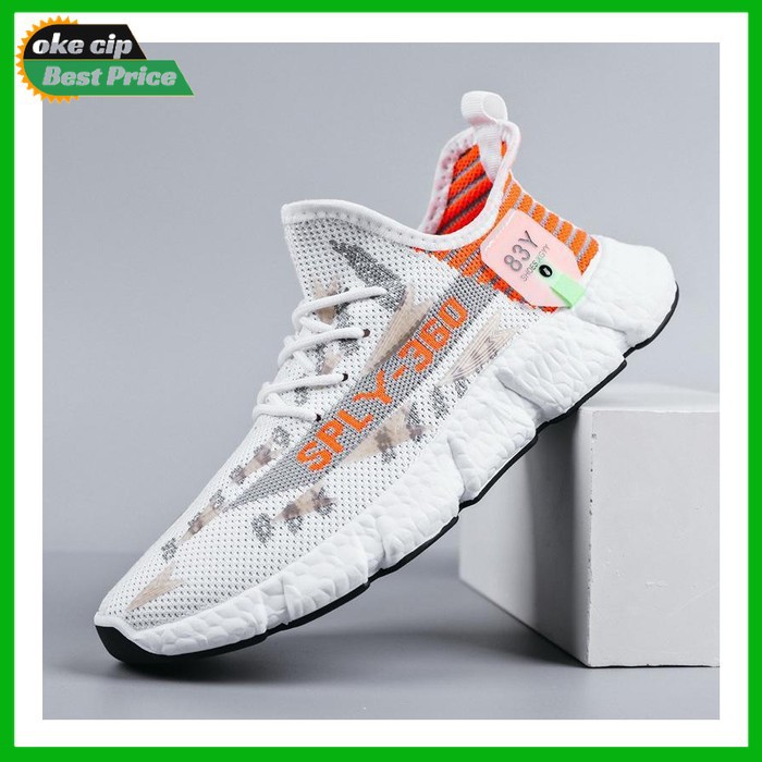 Original sepatu sneakers pria import casual sport murah original branded terbai - Orange, 40 Asli