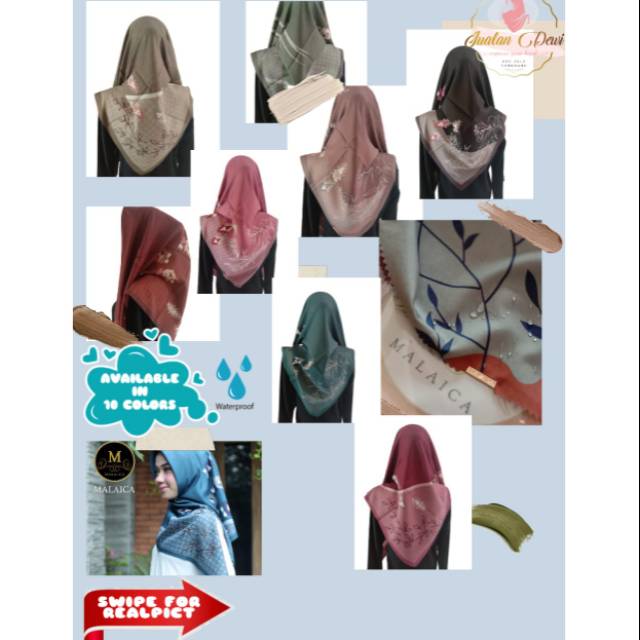 PILIH WARNA Hijab anti air voal miracle print lasercut scraf kerudung segiempat malaica motif 7