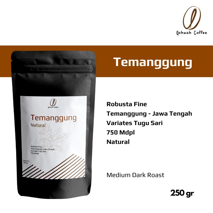 

Kopi Robusta Temanggung 250 gr - BIJI / BUBUK Medium Dark Roast