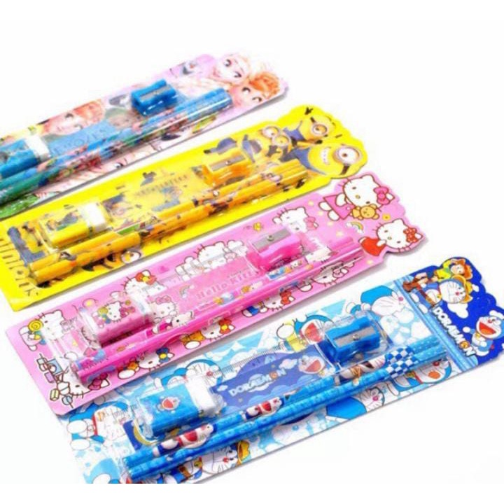 

ALAT TULIS 5 in 1 KARAKTER LUCU SOUVENIR ULANG TAHUN / MINI STATIONERY dalam 1 set