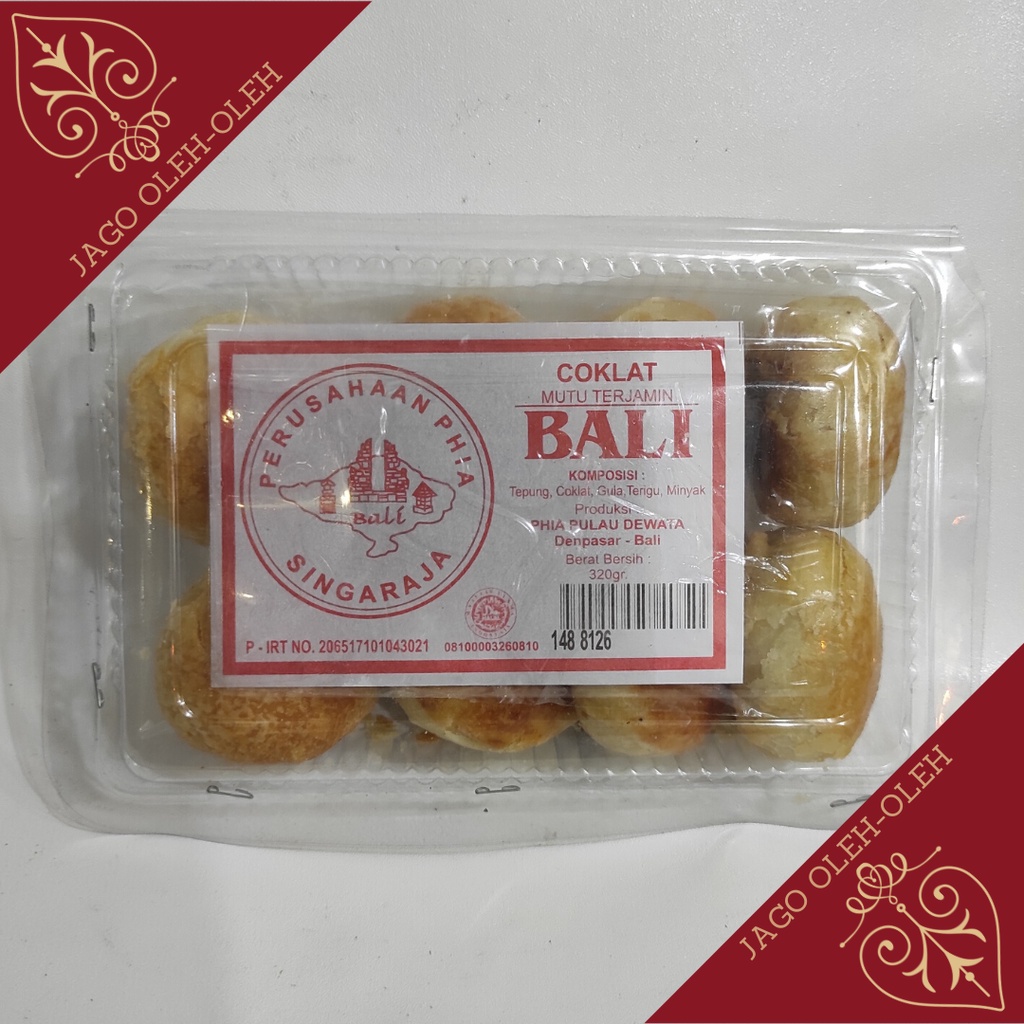 Pia Bali Singaraja isi 8pcs - Coklat, Wijen Keju, Durian, Kacang Hijau