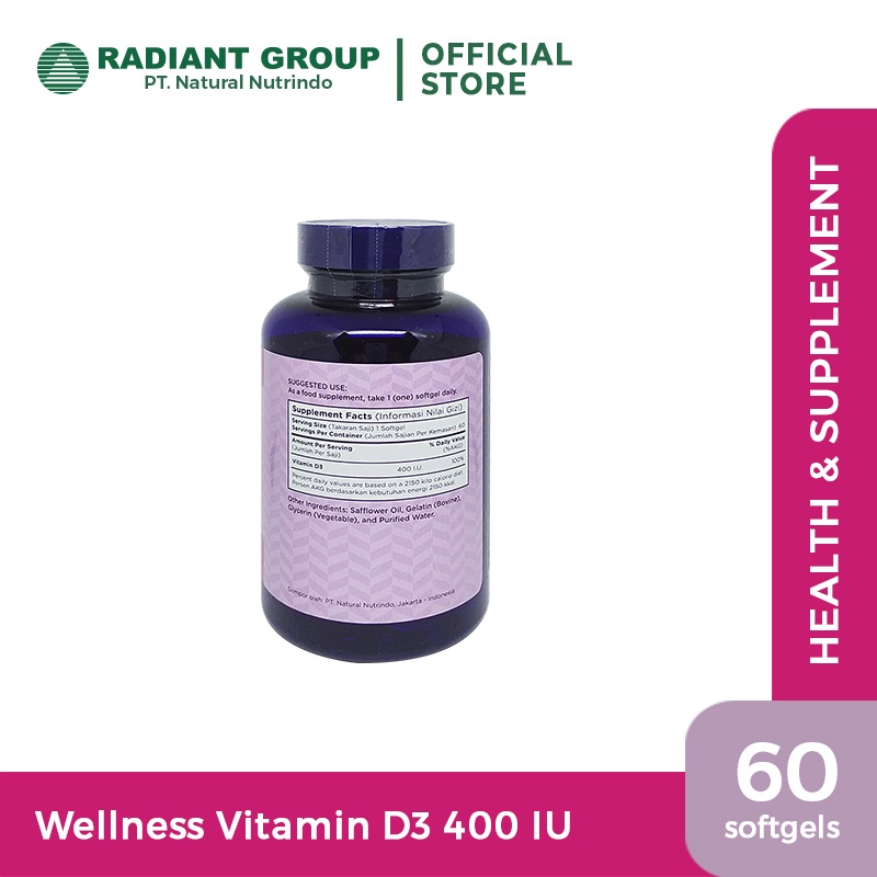 Wellness Vitamin D3 400 IU - 60 Softgels