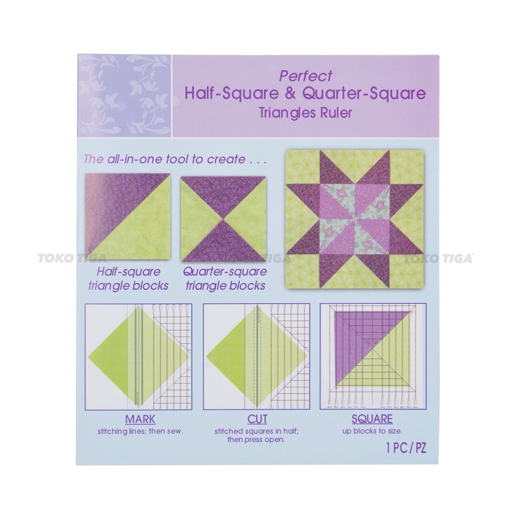 Penggaris Patchwork Quilting Segitiga / Perfect Half-Square (HM-732)