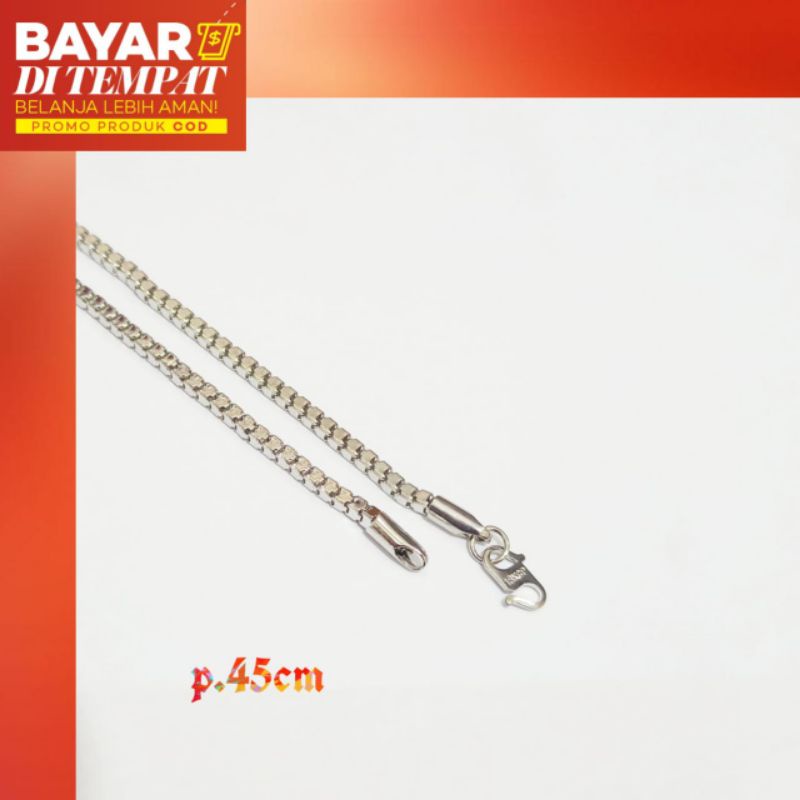 Kalung Milano kaca pria&amp;wanita Gold&amp;Silver lapis emas Korea anti karat