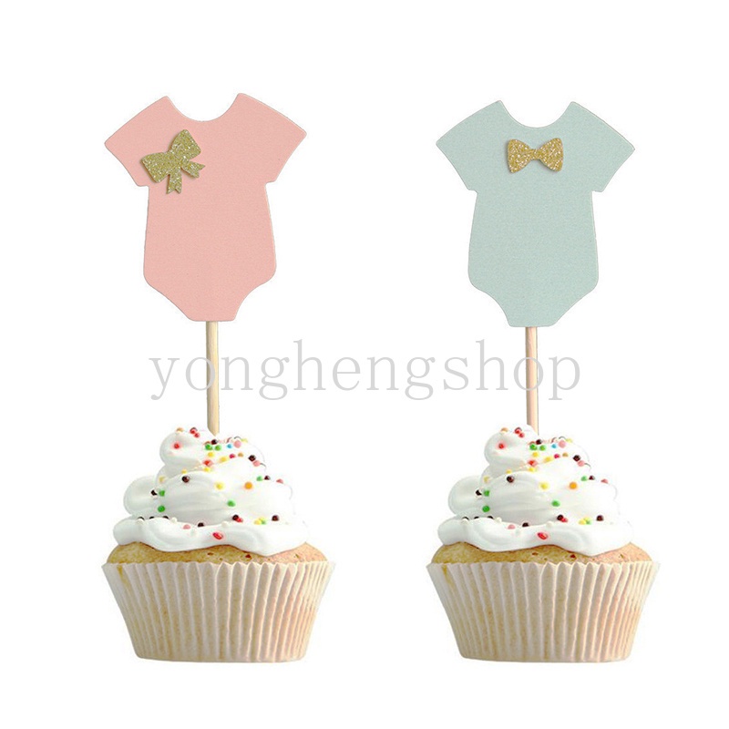 10pcs Topper Kue Bentuk Kain Tulisan He or She Gender Reveal Untuk Dekorasi Pesta Ulang Tahun