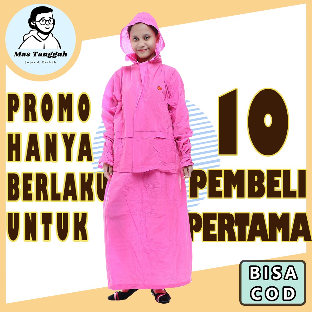 Jas Hujan Setelan Rok Wanita Korea Muslimah Gamis Mantel Hujan