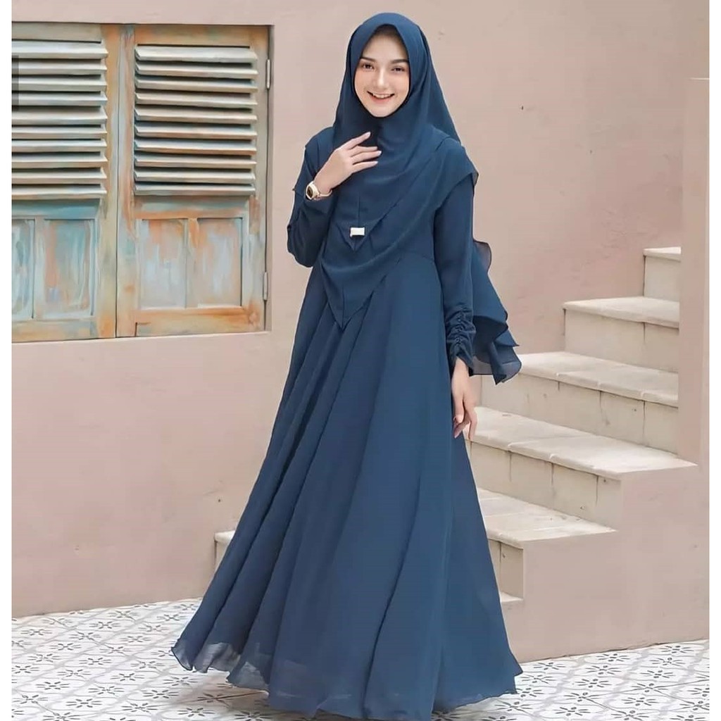MAYRA SYARI SET KHIMAR M-XXL Gamis Baju Busana Wanita Muslim Remaja Jumbo Terbaru Termurah 2021-7