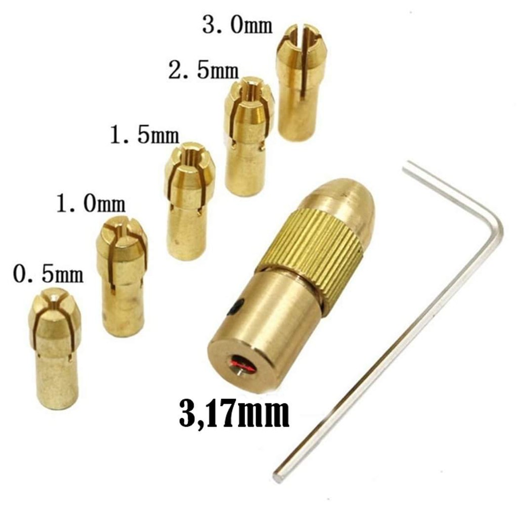 Kepala Bor mini Drill keyless dan collet Chuck 2.3mm atau 3.17mm 1 set