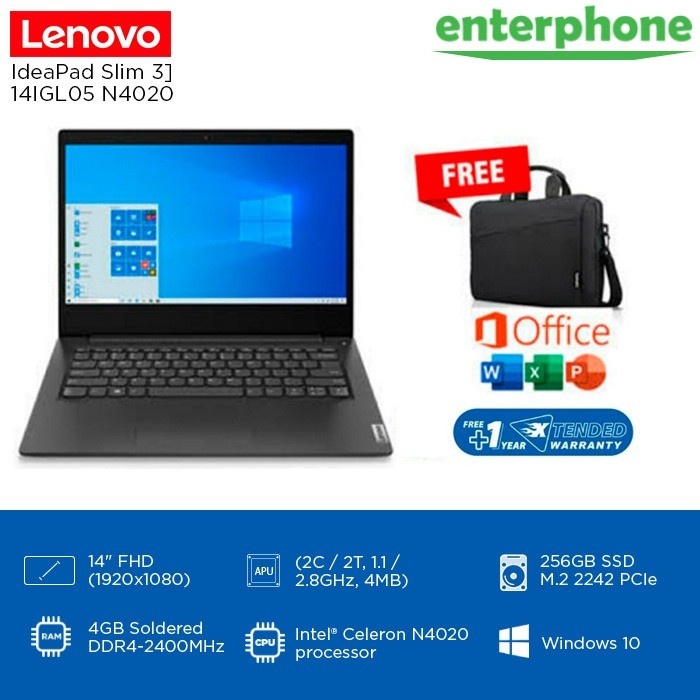 Lenovo IdeaPad Slim 3 14IGL05 N4020 256GB 4GB 14&quot; Full-HD