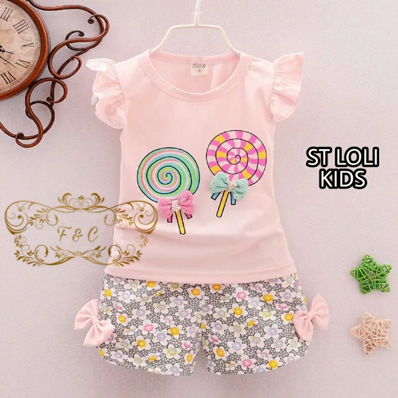 SET LOLI KID FASHION PAKAIAN ANAK PEREMPUAN SETELAN BAHAN BABYTERRY FEHM