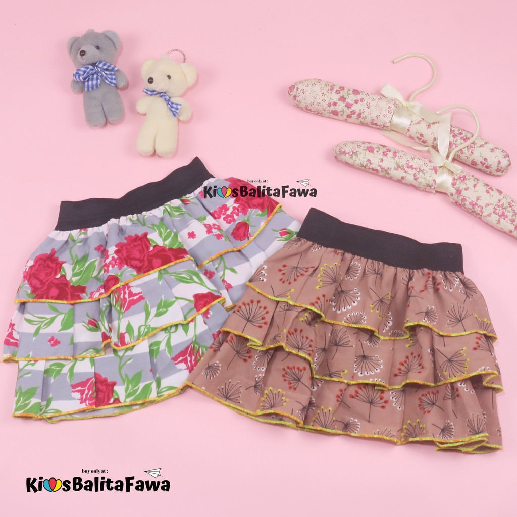 Rok Tumpuk Motif uk 1-2 Tahun / Rok Anak Perempuan Cewek Murah Skirt Pendek Polos Lucu Grosir Cewek