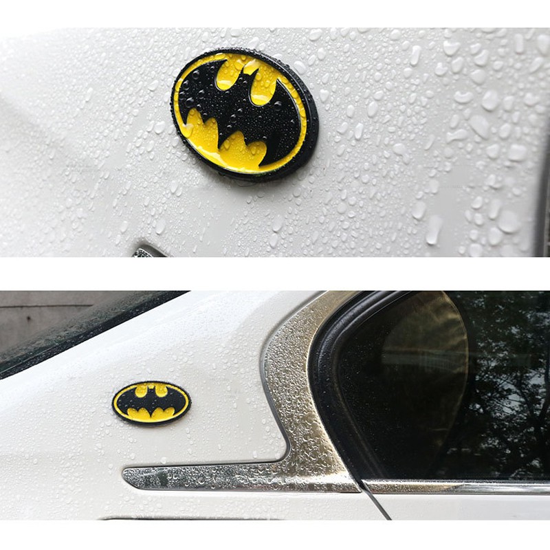 2Pcs Stiker Emblem Logo Batman Dark Knight 3D Bahan Metal Warna Hitam Untuk Mobil