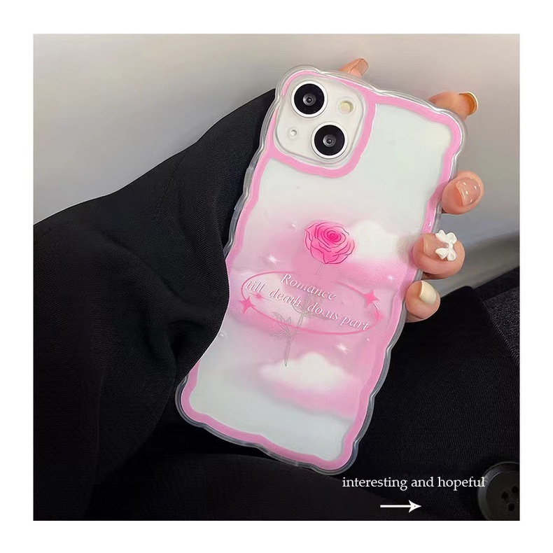 Soft Case Silikon TPU Transparan Motif Mawar Pink Untuk IPhone 13 12 Pro Max 11 XS XR X 8 7 6S Plus Mini