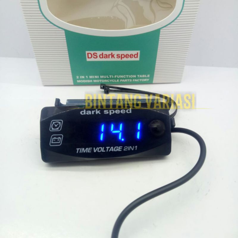 Voltmeter 2in1 Universal - Voltmeter Plus Jam Digital Motor 12volt  - Jam Digital Motor Waterproof