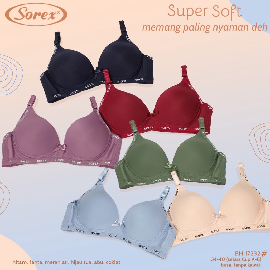 BH Sorex 17232 Bra Busa Tanpa Kawat Cup B Kait 2 Best Seller