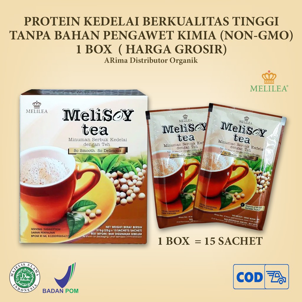 

[Box] Minuman Susu Kedelai Melisoy Soyhealth Tea Tarik 15 sachet Halal MUI Diet Detox Aman BPOM