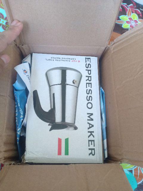 Espresso Coffee Maker Moka Pot Teko Stovetop Filter Stainless Steel