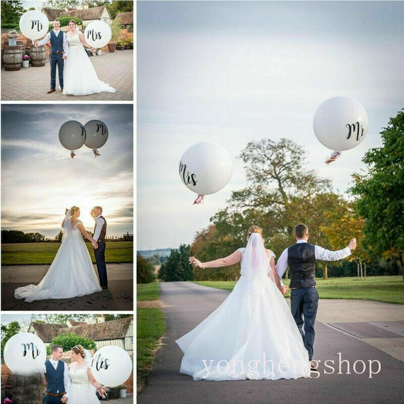 Balon Foil 36 / 18 Inci Motif Mr &amp; Mrs Untuk Dekorasi Pernikahan / Valentine / Acara Fotografi