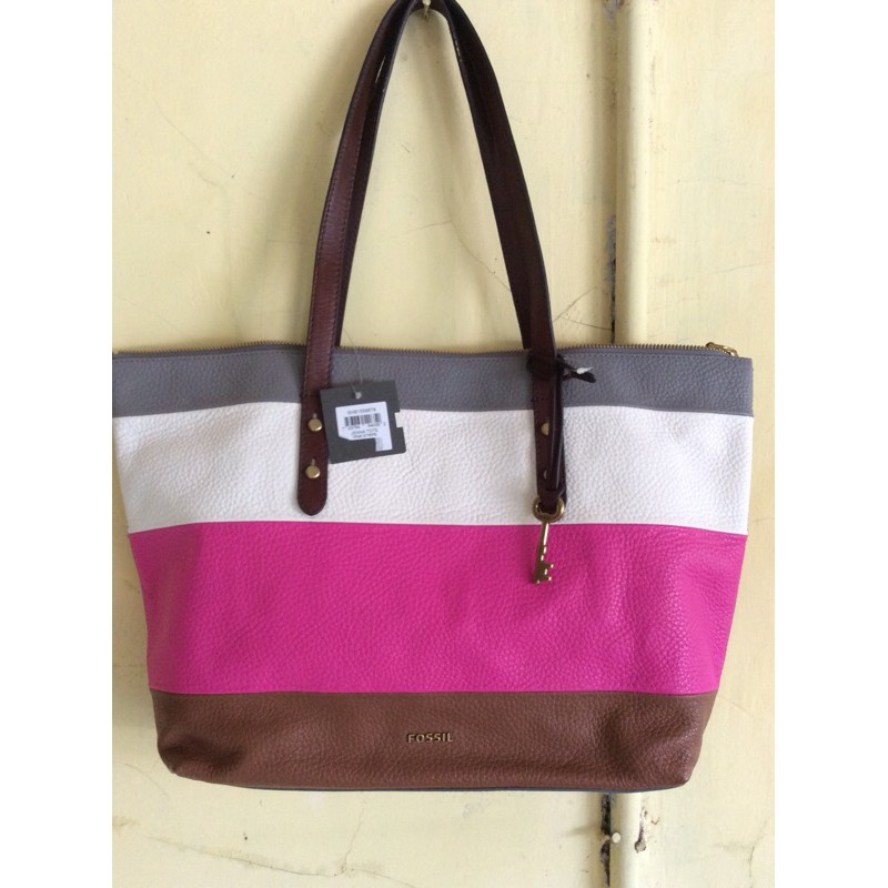 tas fossil jenna tote bag brown nwt original leather