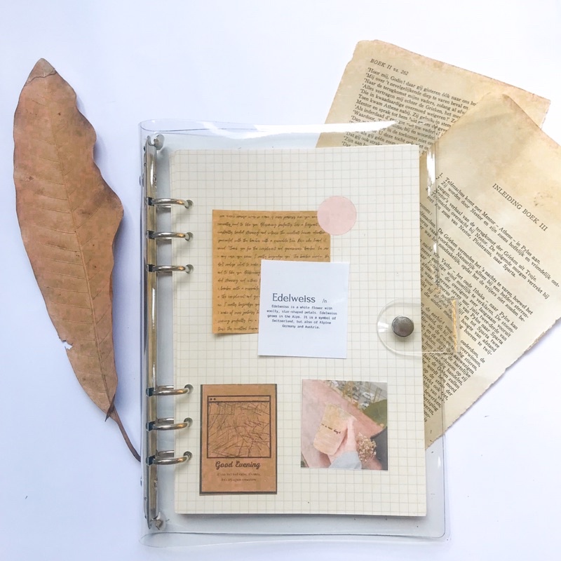 

[CUCI GUDANG MURMER!] Binder transparan Korean aesthetic Style Clear Cover 6 Ring Binder, buku jurnal bisa di refill