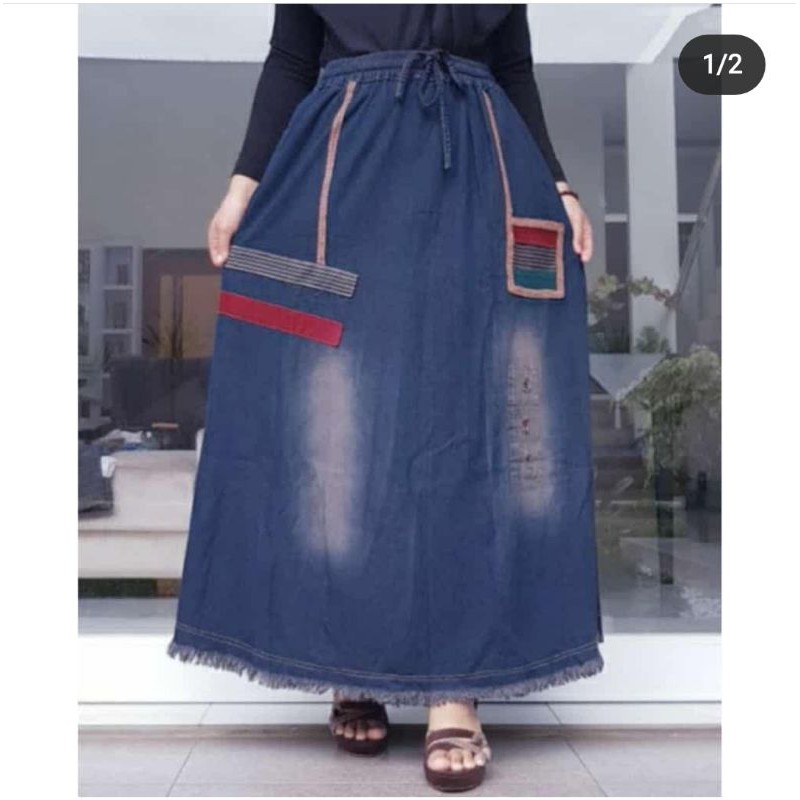 rok jeans terbaru 2021/rok jeans wanita/rok jeans murah