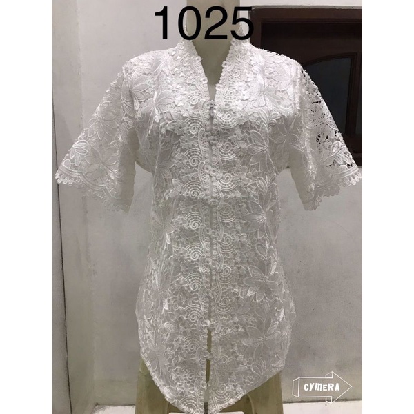 Jual Kebaya Encim Putih Kebaya Alexuez Lengan Pendek Shopee