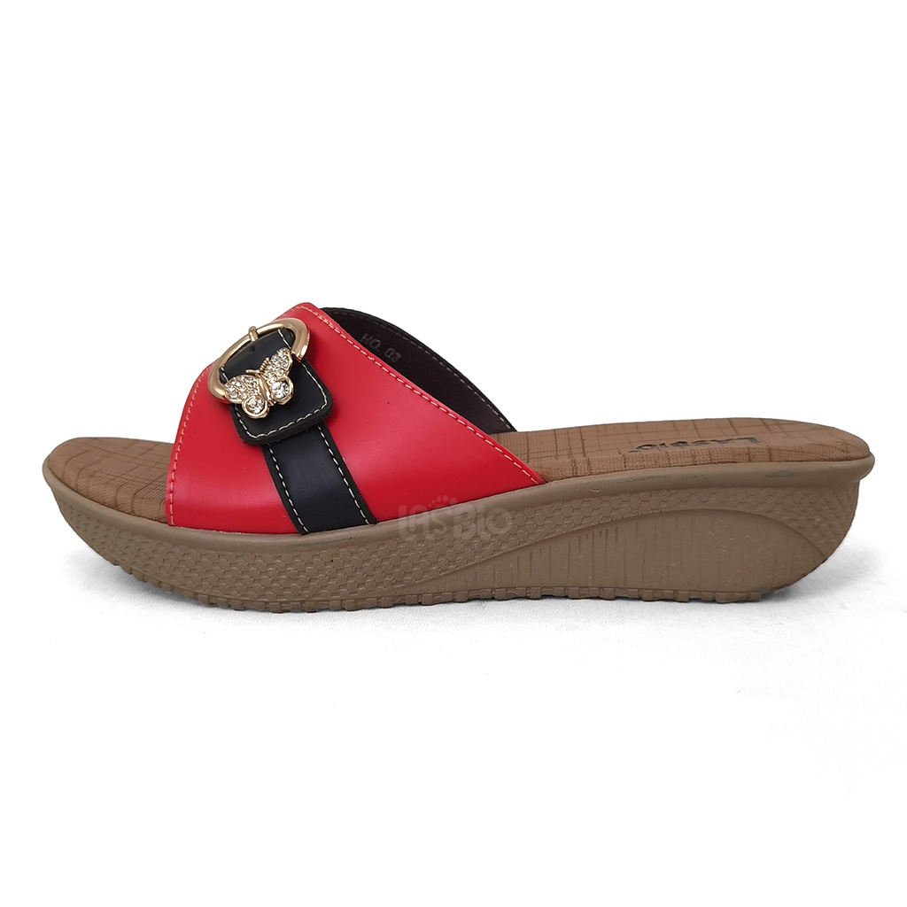 Sandal Selop Wedges Kasual Wanita Lasbio HO03