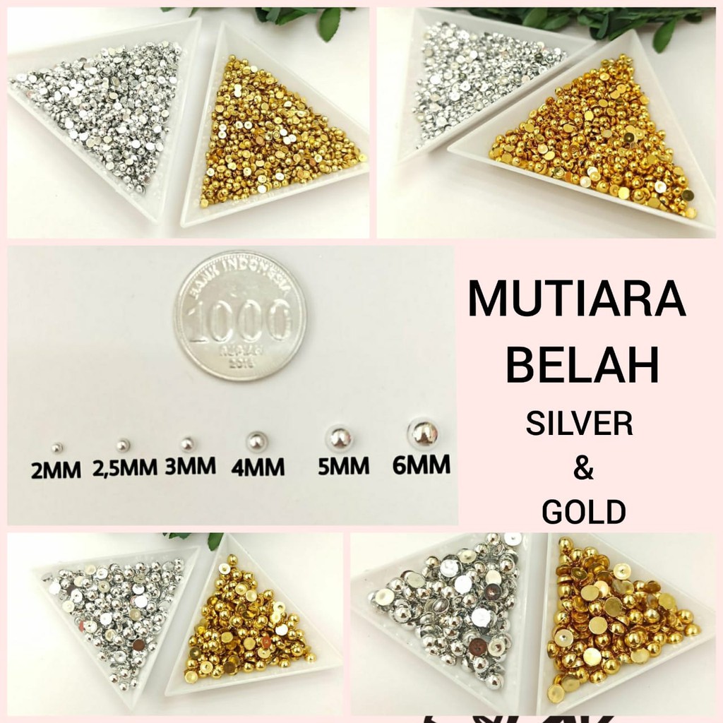 [ECER] 1 PACK -  6 SIZES | MUTIARA BELAH GOLD &amp; SILVER