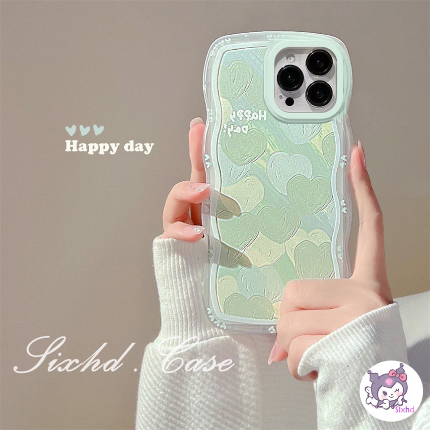 Redmi 12C 11A 10C 9T 9C Note 12 11s 11 10 9 8 Pro 10A 10 9A 9  A2 A1 Xiaomi 11Lite 12T 12Lite 11T 10T Poco M3 F3 X5 X4 X3 Pro Fashion Simple Green Love Heart Wave Edge Phone Case Soft Cover