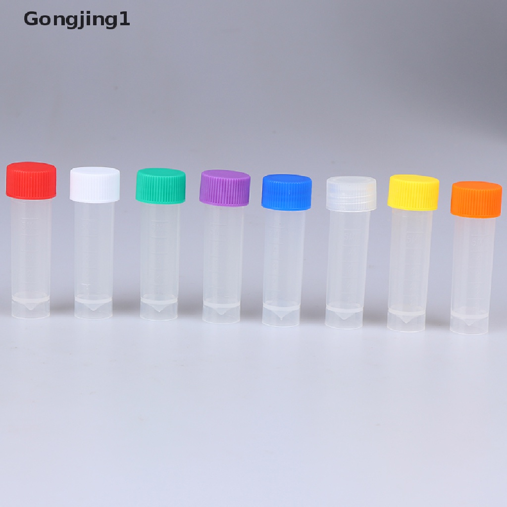 Gongjing1 10Pcs Tabung Reaksi 5ml Bahan Plastik Dengan Tutup Ulir