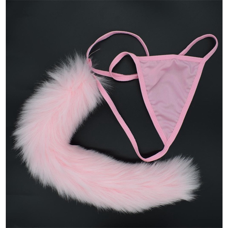 TBI Celana Dalam Bulu Sexy Animal Costume Lingerie Tail G-String Playrole