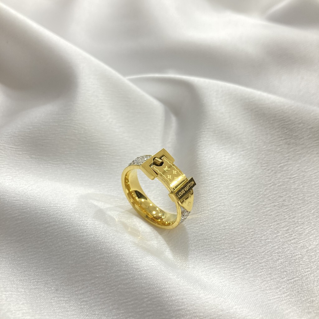 noin_acc Cincin Titanium Permata Anti karat Aksesoris Perhiasan Wanita