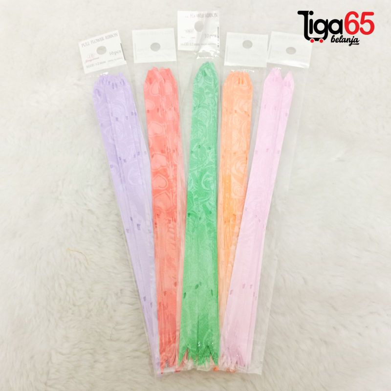 365 Pita Tarik Pita Serut 1.2 cm Pita Souvenir Ulang Tahun / PITA SERUT 12MM (10PCS/SET)