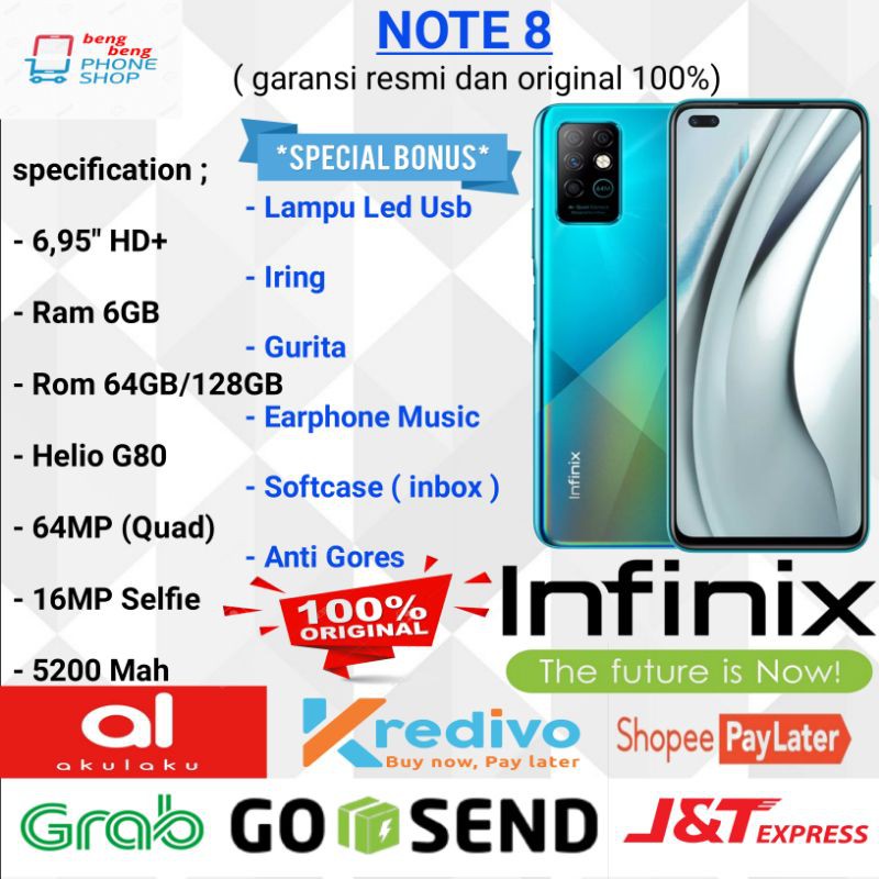 INFINIX NOTE 8 RAM 6/128GB 6/64GB GARANSI RESMI - BONUS