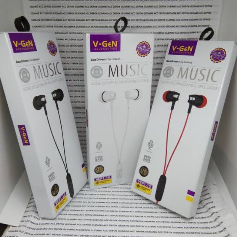 Headset V-GEN VEP1-10 Wired Earphone Original Extra Bass