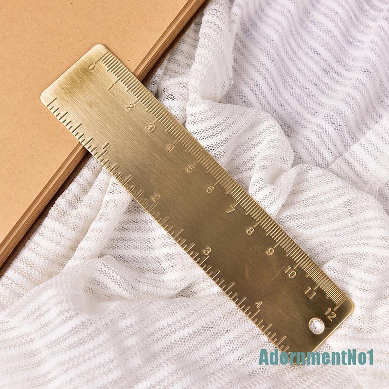 [AdornmentNo1]Pocket Mini Vintage Brass Ruler 4&quot; key ring attachment bookmark Ruler Dual Scales