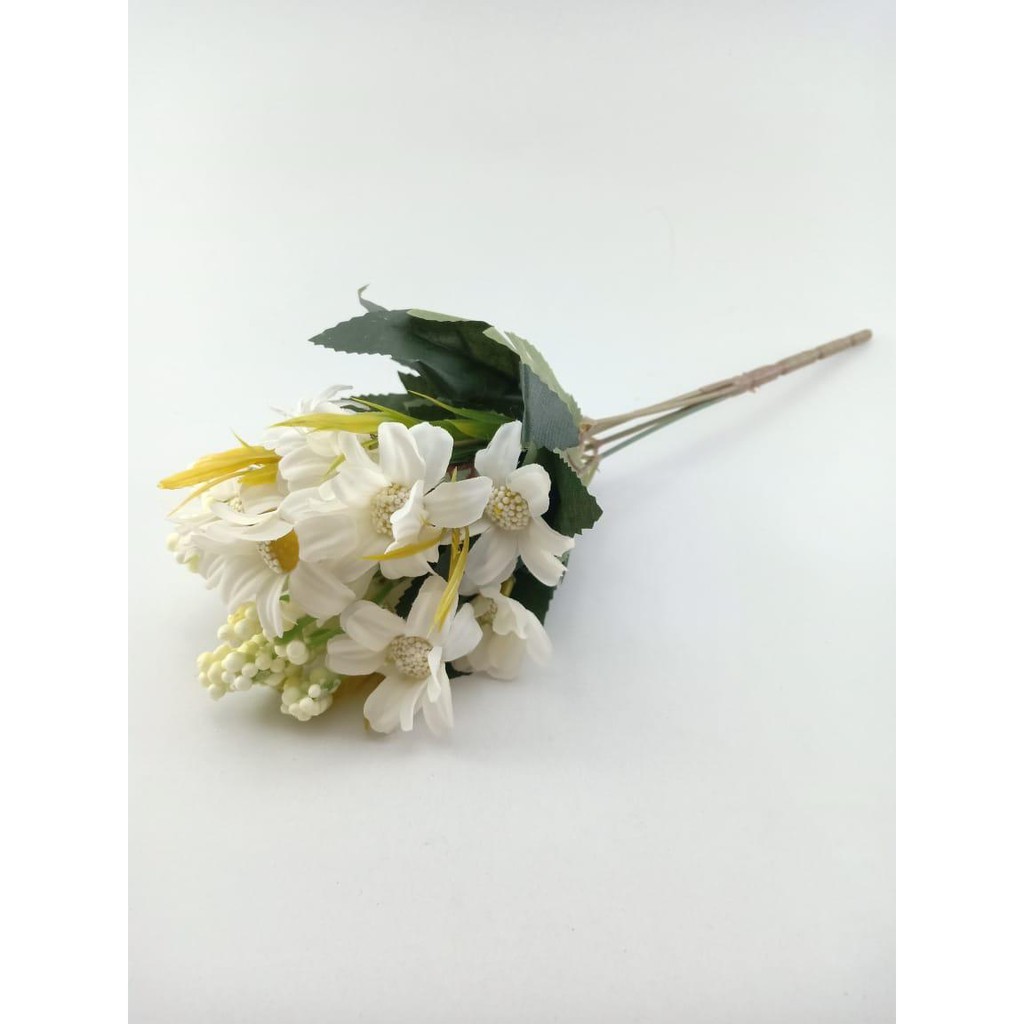 COD BUNGA KRISAN BUNGA TANGKAI PLASTIK BUNGA ARTIFISIAL BUNGA PAJANGAN BUNGA HIASAN BT9028-PUTIH