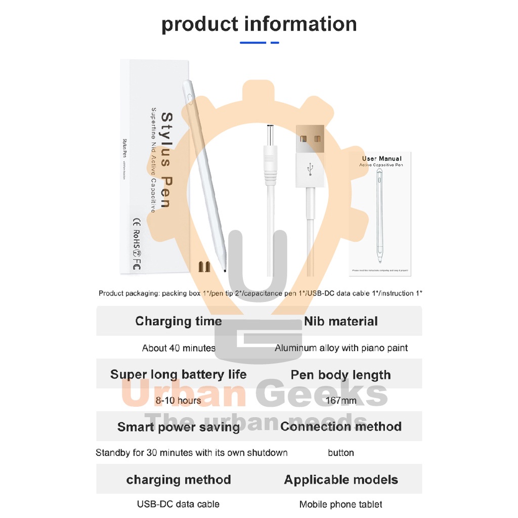 Stylus Pen Drawing URBN DSIGN T2 Universal Android Iphone Ipad
