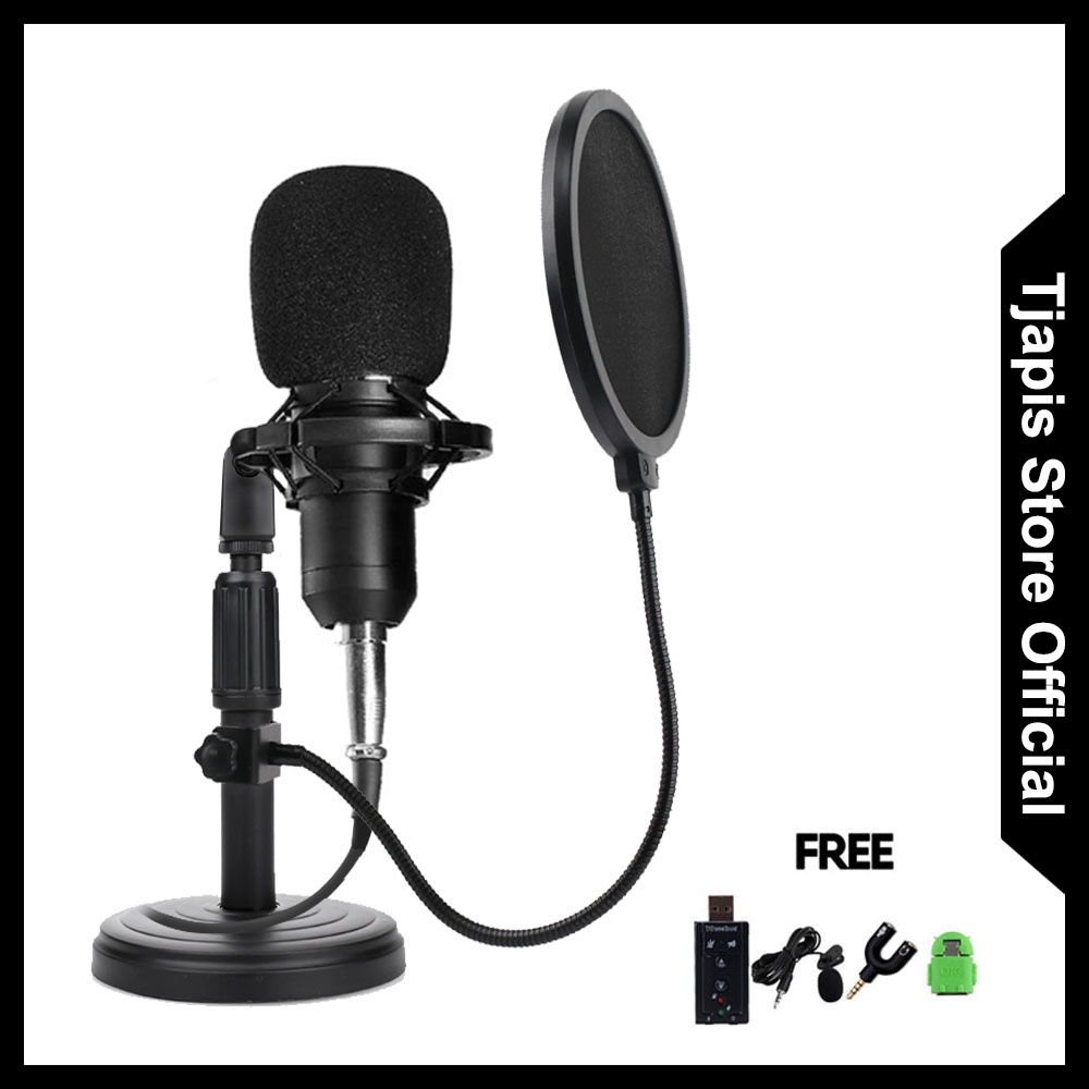 PAKET KOMPLIT MIC CONDENSER STAND MEJA BM 800 BM 8000 ORIGINAL TAFFSTUDIO SOUNDCARD USB + SPLITTER
