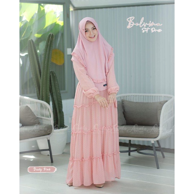 AZAMKA GAMIS BELVINA (GAMIS BRUKAT / GAMIS SYARI /GAMIS PINK/GAMIS CREAM)