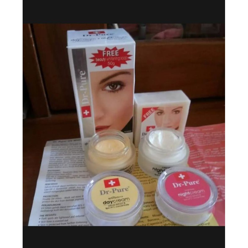 DR PURE  1 Paket Original 100% Krim Siang Malam FREE Sabun BPOM
