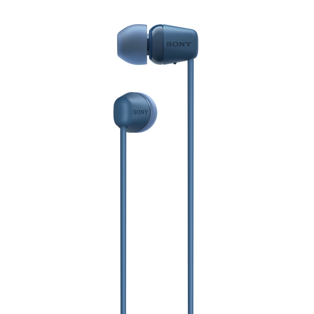 SONY WI-C100 In Ear Wireless Bluetooth Headset With Microphone For Android &amp; IOS - Blue [Battery Up to 25h] Earphone Headphone Handsfree