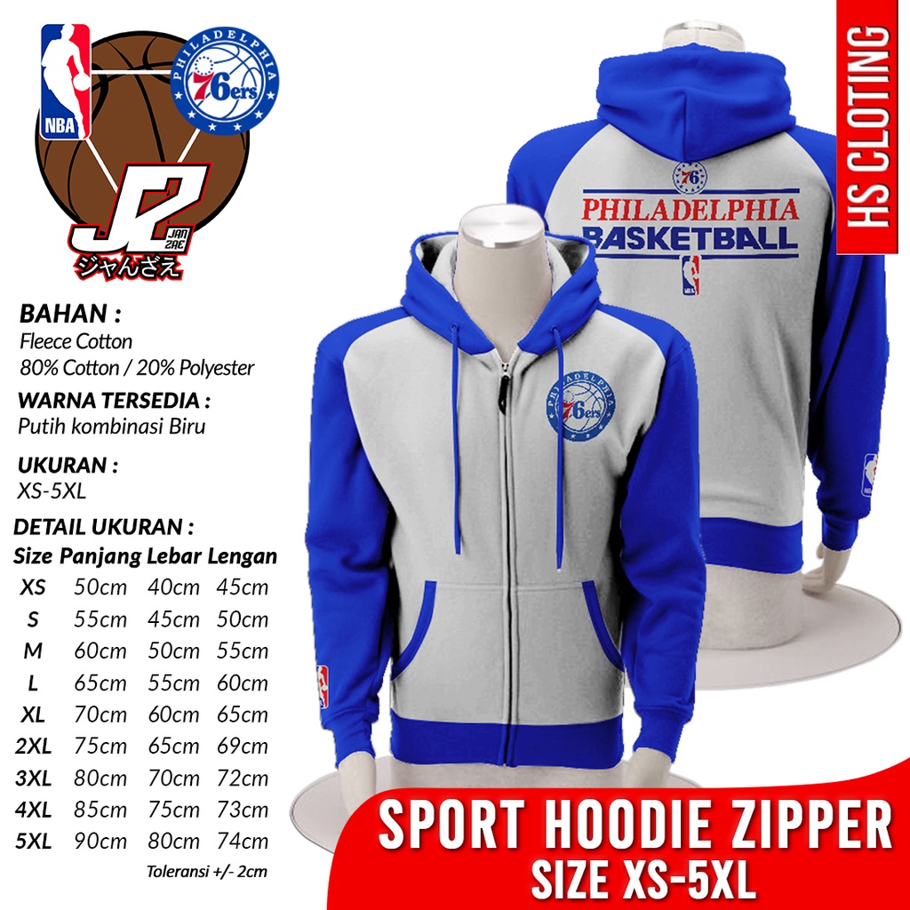 Hoodie Zipper XS-5XL PHILADELPHIA SIXERS 76ers NBA Basketball Eastern Conference Team Pullover Zippe