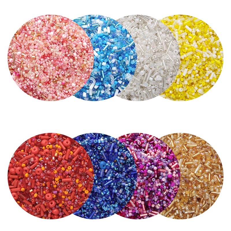 800pcs Manik-Manik Kaca Bulat Campur Warna Untuk Aksesoris Pakaian