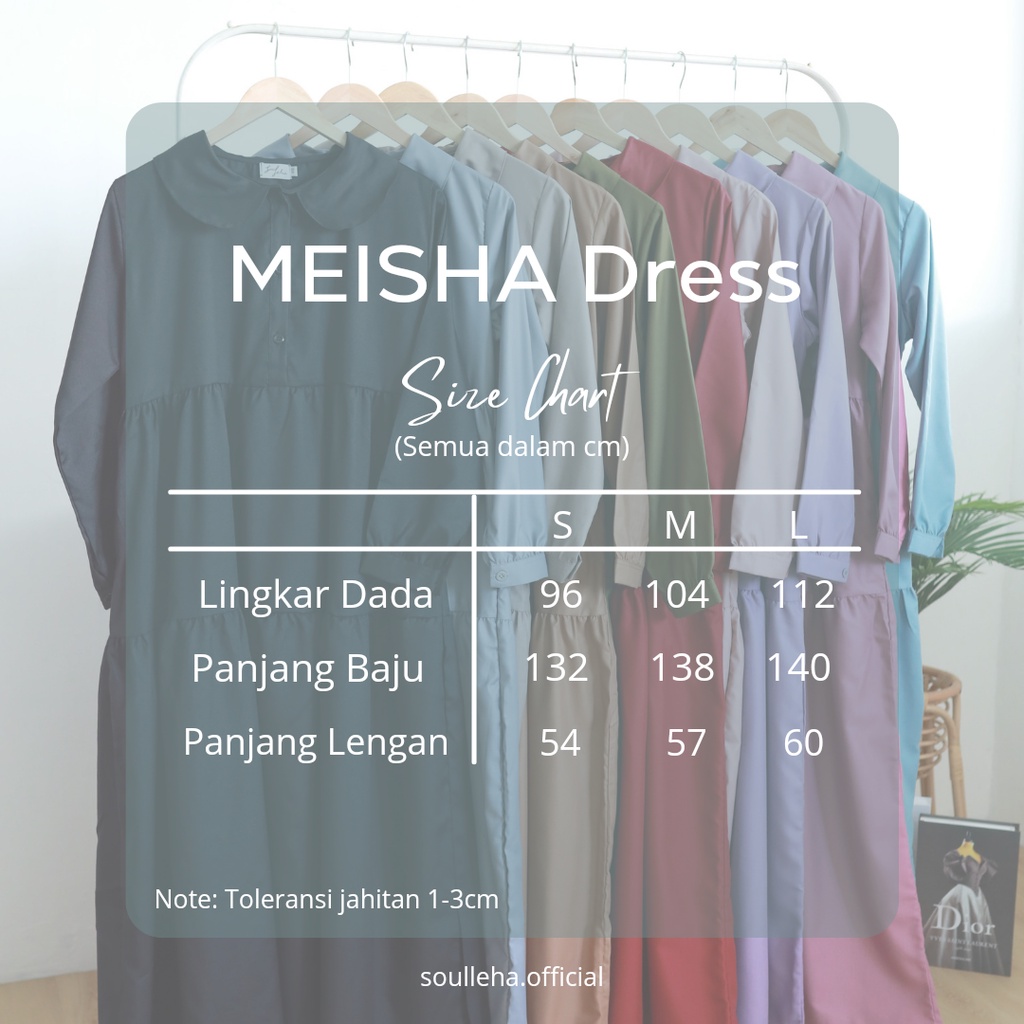 Soulleha Meisha Dress Gamis Korean Style Katun Toyobo Polos susun Canda