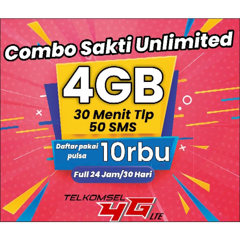 Kartu Perdana Paket Data Combo Sakti 4GB 10ribu 10gb 25ribu Termurah grosir dan ecer