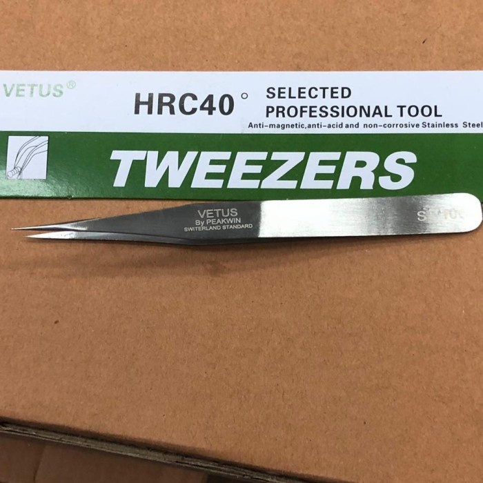 tweezers pinset vetus st10 silver bagus lancip jual per 10pcs