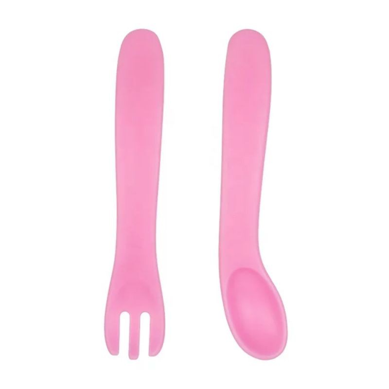 (LZ.D42) 1 set sendok + garpu makan bayi plastik
